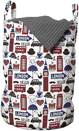 Чанта за дрехи Ambesonne London, Известните забележителности на английски на града и Туристическа дестинация е Великобритания, Кошница за дрехи с дръжки, закрывающаяся на