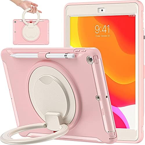 BATYUE Два своята практика за iPad 8-ви / 7-мо поколение (iPad 10,2-инчов калъф 2020/2019) за малки момичета - Ярък Розов + Жизнерадостни розово