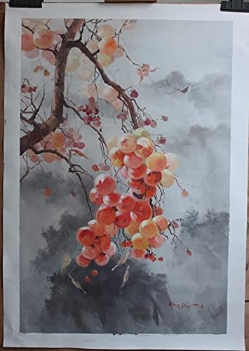 Изобразително изкуство дърво райска ябълка оригиналната живопис с маслени бои върху платно естествени диви плодове,
