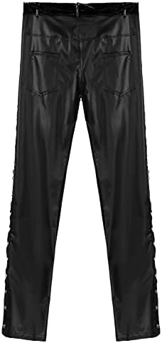 MSemis Мъжки Панталони от изкуствена кожа В стил пънк от 80-те години, Рок, Тесни Гамаши, Стегнати Готически