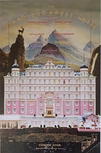 Мини плакат Grand Budapest размер 11 х 17 см с изображение на невероятно розово сградата на хотела dc