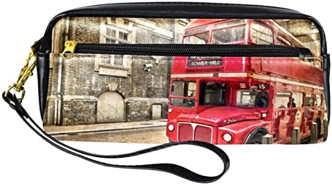 Ретро Червен Двуетажен Автобус В Лондон Великобритания Модел Молив Случай Кутия За Писалки Тийнейджъри Канцелярский