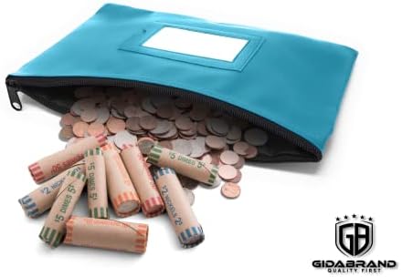 Чанта за банкови депозити с цип | 11x6 инча | Светло Синя | От здрава изкуствена кожа, за Чантата за чекове