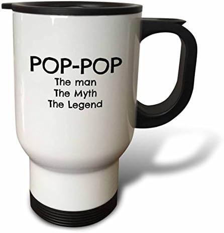 Пътна чаша 3dRose Pop Pop The Man The Мит От Неръждаема Стомана, 14 грама, Бяла