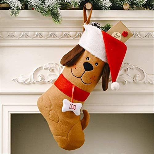 HUANGXING - Коледни Чорапи, Окачени Червени Плюшени Чорапи за домашни кучета, Персонални Декорации за Отглеждане