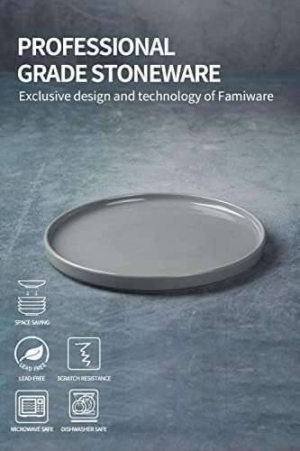 famiware Мъглявина, Кът 4 чинии Комплект чинии 10.2 инча, Устойчиви На надраскване, Керамични Съдове, Кухненски