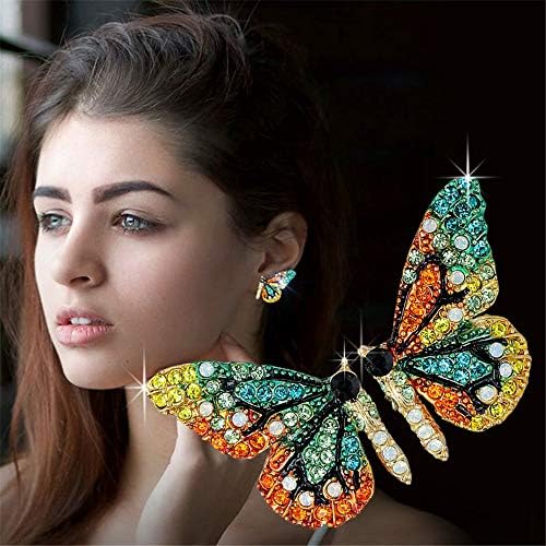 SMALLLOVE Обеци-Карамфил от Пеперуда, за Жени и Момичета, Цветни Обеци Ръчно изработени с 3D Кристали, Страхотни