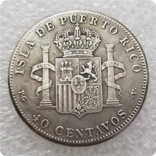 Копие VanSP 1896 Пуерто РИКО 40 CENTAVOS Монета-Античен Сребърен Долар Колекция от Монети Морган Копие от Сребърни