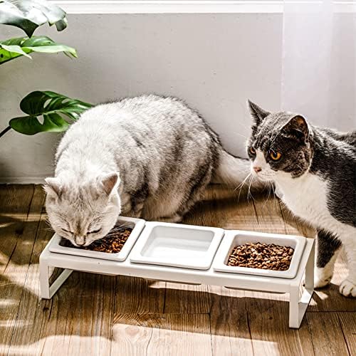 Повдигнати Купа за котешки храна QIRAN, Издигнати Купички за котки със стойка, Керамични купи за храна и вода