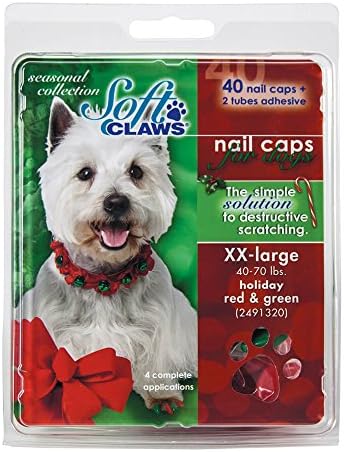 Капачка за нокти Smart Practice 40 Count Soft Claws за кучета, XX-Големи, Зелен / Червен