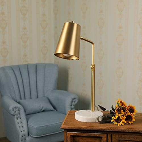 Настолна Лампа VONLUCE Gold с регулируема led лампа, Античен Латунная Метал Настолна Лампа с Мрамор Причина