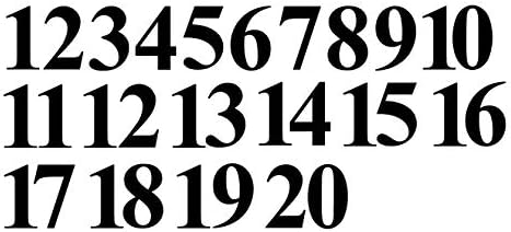 Етикети с петзвезден графика и черни цифри 1-20 / Винилови стикери за избор от 1 до 8 (V650BlkTimes) (8 инча)