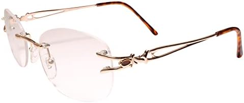 Старомодни Реколта Овални Дамски Очила за четене Без Рамки от Злато Проба 1,00
