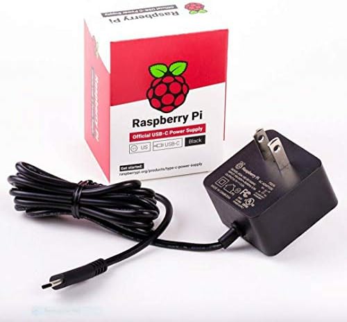 Официален захранване с ac адаптер Raspberry Pi 4-(САЩ) Черен на цвят, UL, SC0218
