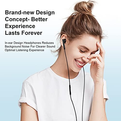 Жични слушалки с микрофон, слушалки за iPhone слушалки в ушите Hi-Fi Стерео, Шумоизолация, Мощен бас, Съвместимост