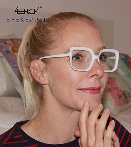 Очила за четене Eyekepper за жени, Очила за четене в големи рамки, Оверсайз - Бяло +3,25