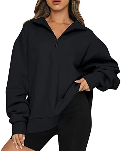 KUAILEYA Женски Пуловер с цип в четвърт Размер, Дамски Пуловер с цип в половин размер, Hoody с дълъг Ръкав,