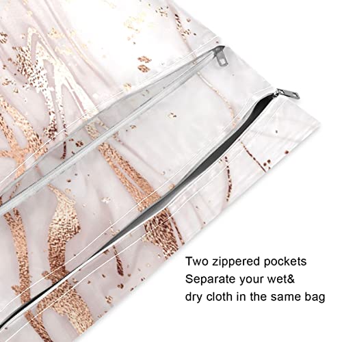 Плажната чанта за влажни сушене от Розово злато и Мрамор Kigai, 2 опаковки - Тъканни Чанти за Памперси - Водоустойчив