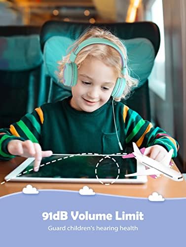 Детски слушалки KLYLOP с микрофон - Безопасна ограничена силата на звука 91 db, Стереозвук, Жични слушалки-втулки
