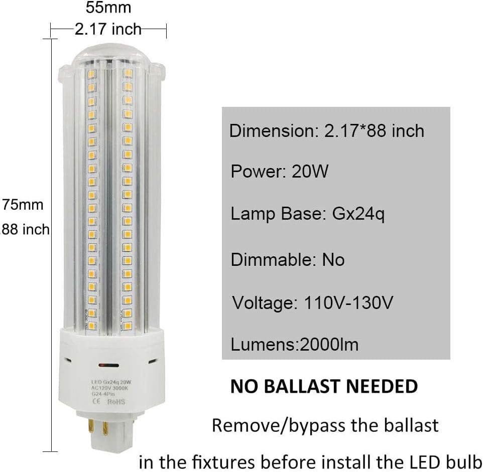 G24q 4-за Контакт Led лампа, 20 W Gx24 PL-C, Странично оттичане, фланец-Вградени Лампа 40 W CFL Лампа за обновяване