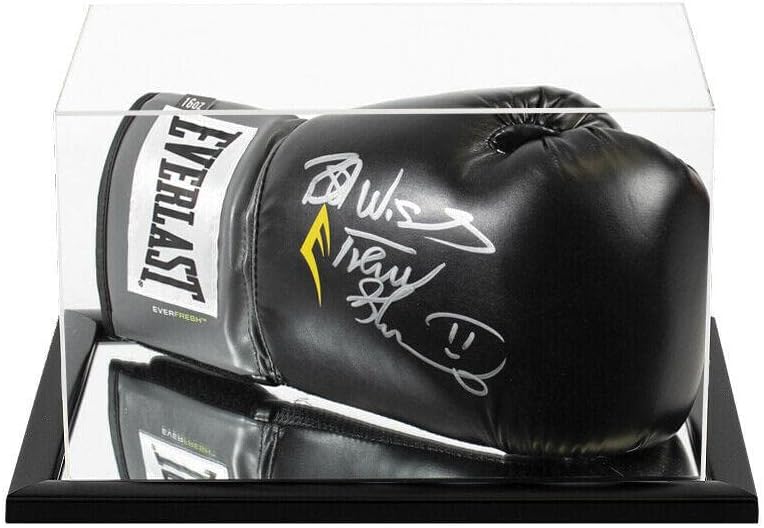 Боксови ръкавици с автограф на Франк Бруно - Евърласт, Черни - В Акрилна Витрина - Боксови ръкавици с автограф