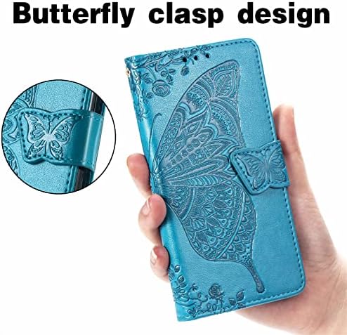 Чанта-портфейл XYX за Samsung в а23 5G, Отделения за карти от изкуствена кожа с релефни във формата на пеперуда,