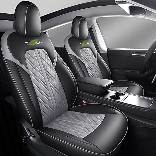 TTMiku е Подходящ за автомобилни седалки от Tesla Model Y 5 места, Пълен комплект 5 Бр. Кожени калъфи за седалки