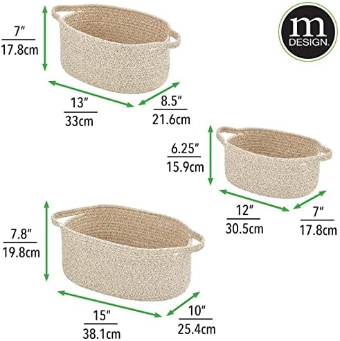 mDesign Ежедневни Плетени кошница за баня от Памучни въжета в селски стил с дръжки - Органайзер за съхранение
