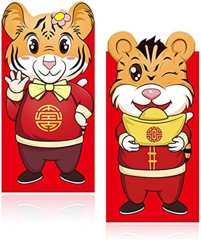 Cabilock Китайски Подарък 12ШТ 2022 Китайски Червени Пликове Китайската Нова Година Хонг Бао 2022 Китайски Зодиакални