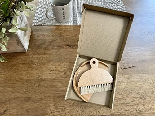 Екологично Чист дървен бамбук с сизалевой четина - Елегантен Комплект за ръчно четка и лопата за смет, който е подходящ за работното място, WFH, дом, кухня, маса за хра?