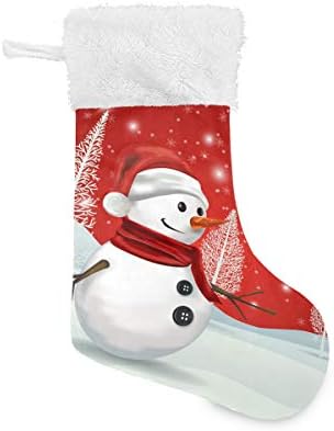 Коледни Чорапи ALAZA, Зимен, Снежен човек в Червено Снежинке, Класически Персонализирани Големи Чулочные Украса