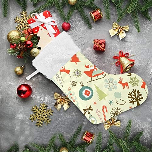 Коледни Чорапи ALAZA с Коледните Бесшовным Дизайн, Класически Персонални Декорации за Отглеждане в Голям Размер