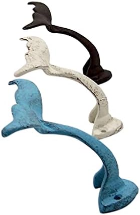 Стенен куки от чугунного опашката на Кита, Различни цветове, 5 инча, Комплект от 3