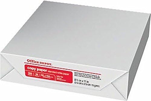Office Depot Хартия за лазерен мастилено-струен печат с размери 8,5X11 инча, Бескислотная, ярко-бяла, 500 Листа
