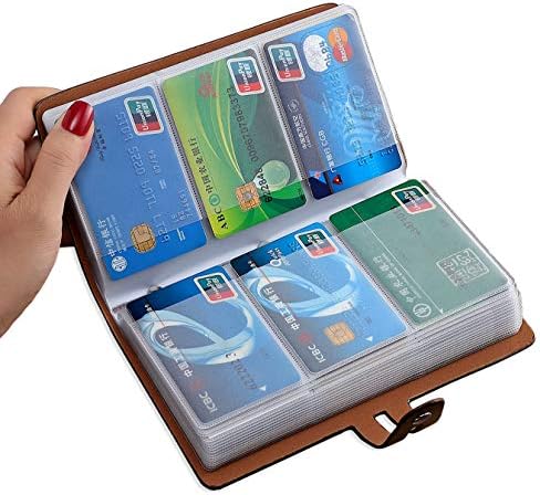 RFID-държач за кредитни карти Romozi, Кожен органайзер за визитки с 96 отделения за карти, защитно устройство