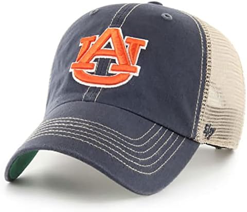 47 Auburn Тайгърс Мъжки Дамски Шапка с логото на Траулера Clean Up Регулируема бейзболна шапка Тъмно син цвят
