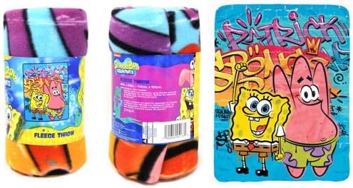 Готино Флисовое одеяло SpongeBob SquarePants от Nickelodeon - Детско одеяло Спонджбоб и Патрик Star за момчета