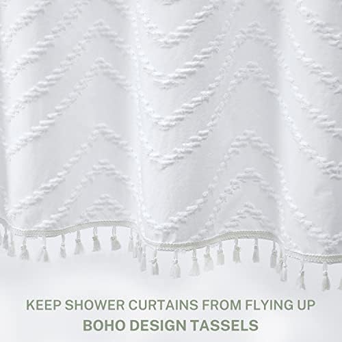 Бохо завеса бял пискюл плат завеси за душ модерен дом текстурирани тъфтинг Шеврон шарени минималистичен баня