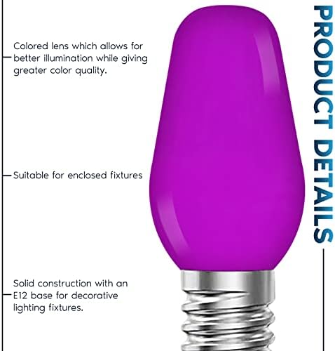 LUXRITE C7 Led Лилаво Смяна на електрически Крушки за струнни тела, 0.5 W, Небьющаяся Цветна лампа-Канделябр,