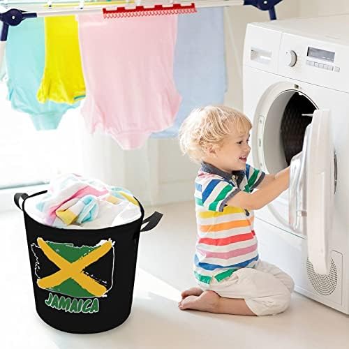 Флаг на Ямайка Голяма Кошница За дрехи, Сгъваема Кошница За Дрехи Здрава Кошница За Съхранение на Играчки Организатор