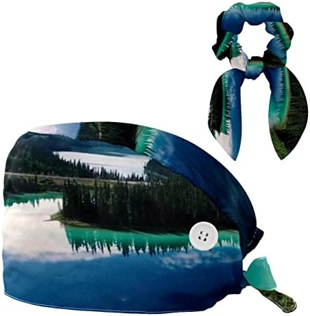 Медицински Шапки, Регулируема Работна Шапка с Копчета и Лък Ластикът за коса Canadian Emerald Lake