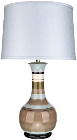 Aspen Creative 40013, Традиционна керамична настолна лампа с височина 33 1/2, Зелен на цвят, с тъмно-кафява