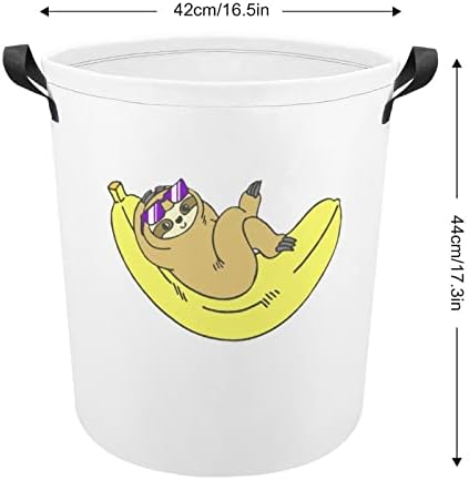 Забавен Банан Ленивец Голяма Кошница за Дрехи, Чанта за Пране с Дръжки, Преносим Чанта за Общежитието на Колежа
