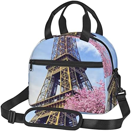 Чанта за обяд с принтом LYNSAY Paris Tower, Лека И Здрава, Регулируема Презрамка, Множество Чанта За Обяд, Преносим