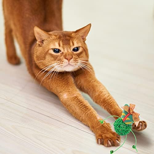 PETPMEEE Коледна играчка-топка за котки с Камбана - Интерактивен Топка за Преследване на Котка с една плюшена