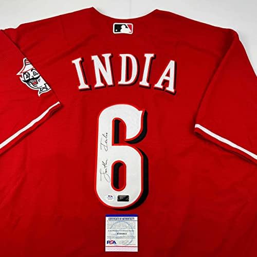 С автограф / с Подпис на Джонатан Индия Синсинати Червена Бейзболна майк JSA COA