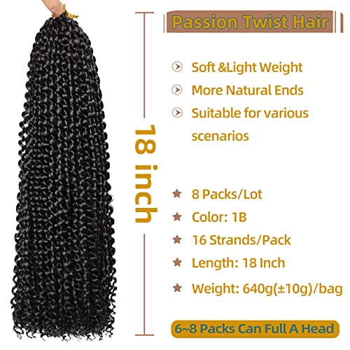 Косата Passion Twist 18 Инча, 8 опаковки, Къдрава коса, свързани с кука, за черни жени, коса, плетене с Дълга