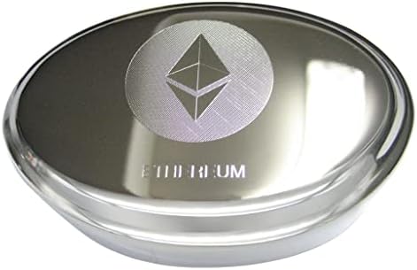 Сребърен Тонированная Выгравированная Гладка Монета Ethereum Криптовалюта Блокчейн Овални Ковчег За Бижута С