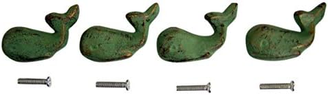 Дръжки на гардероба с морски Кит от ковано Желязо с цвят на морска вълна, чекмеджета, Комплект от 4, 2 1/2 инча