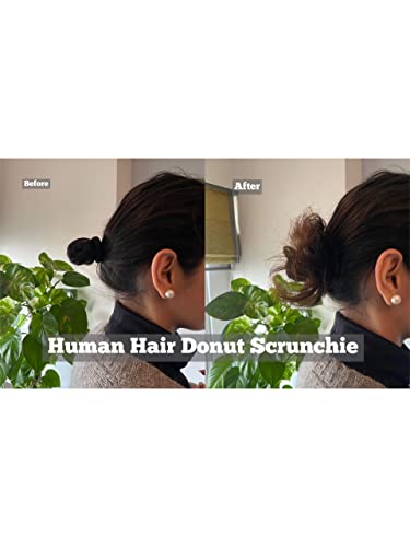 Дамски дъвка-поничка от човешка коса Nish Hair (натурална черна)